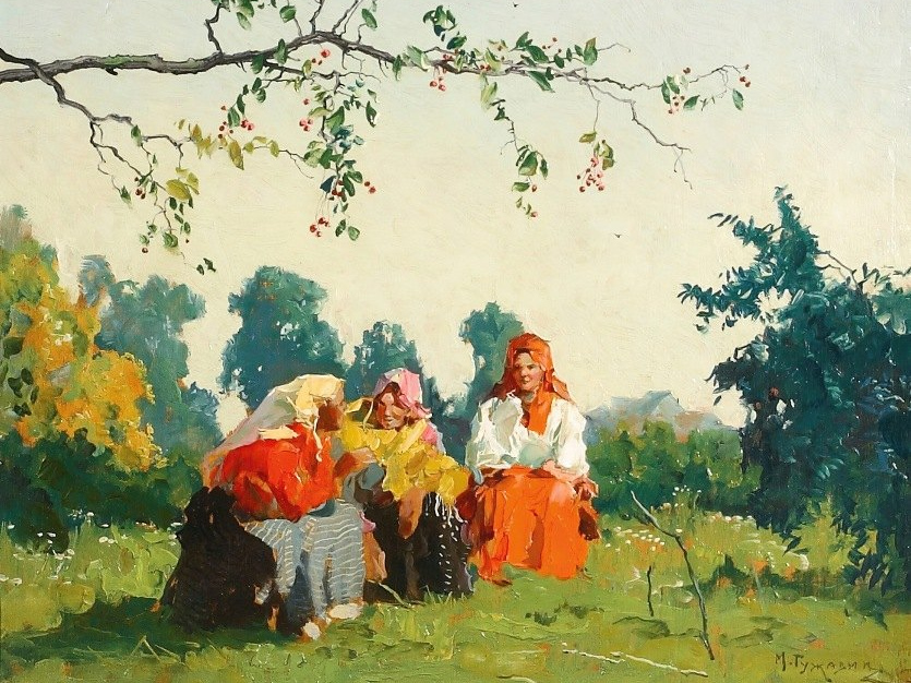 Михаил Гужавин. Сплетницы (фрагмент). 1927