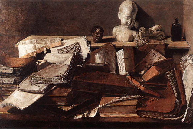 Неизвестный автор. Натюрморт с книгами. 1628