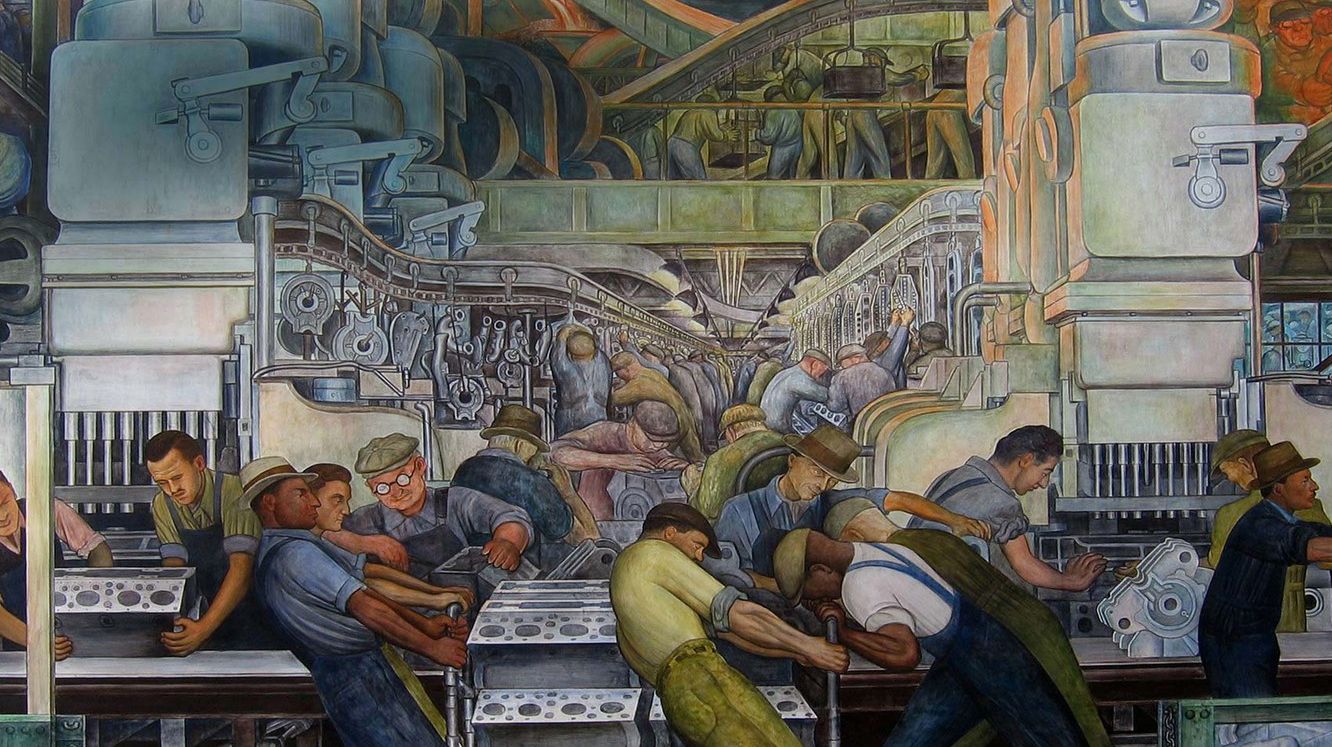 Диего Ривера. Промышленность Детройта или Человек и машина (фрагмент). 1932-1933