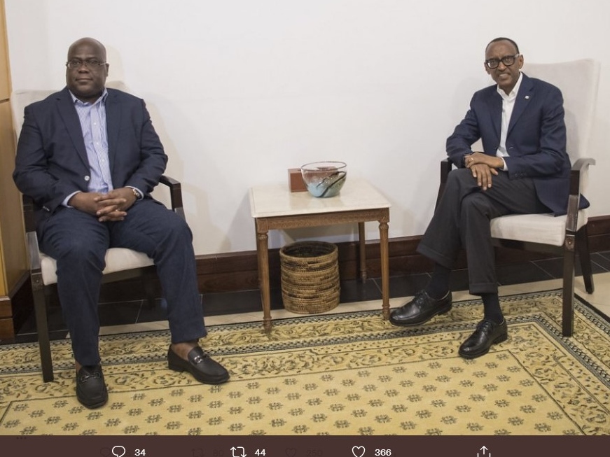 Президент ДР Конго Феликс Чисекеди и президент Руанды Поль Кагаме