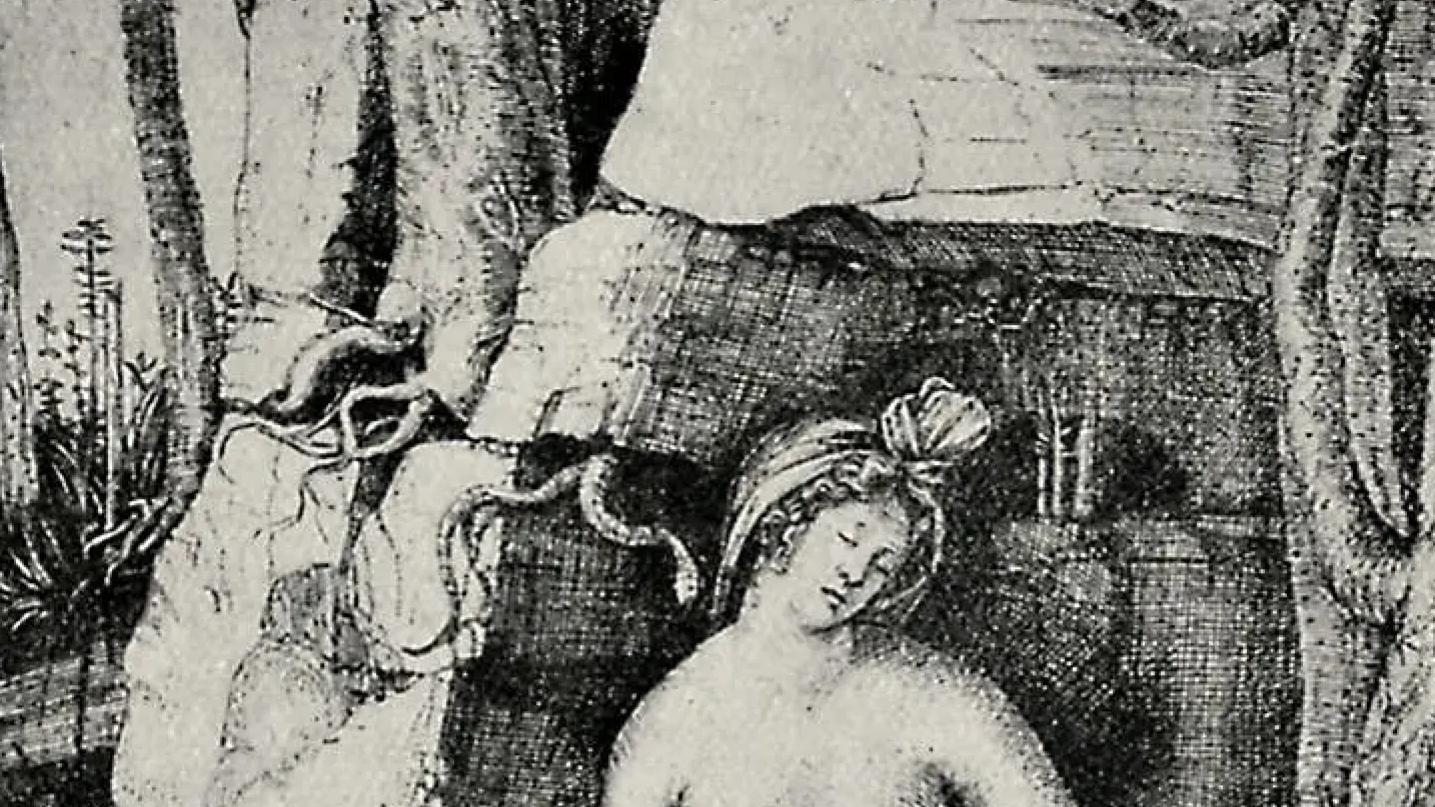 Якопо де Барбари. Спящая женщина и змея (фрагмент). 1480