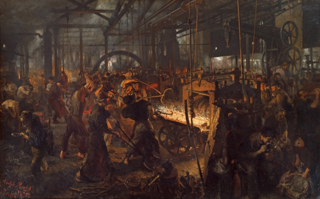 Адольф фон Менцель. На металлургическом заводе. 1875