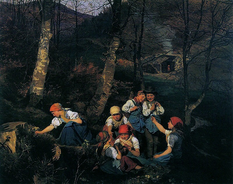 Фердинанд Георг Вальдмюллер. Дети в лесу. 1858