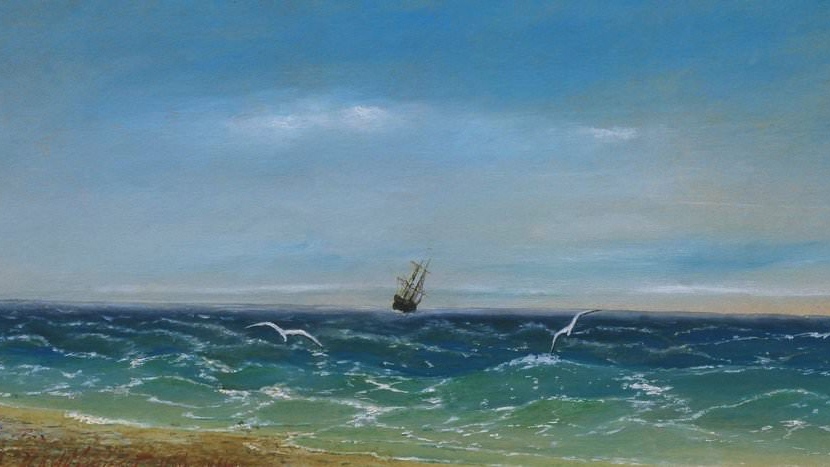 Иван Айвазовский. Парусник в море (фрагмент). 1881