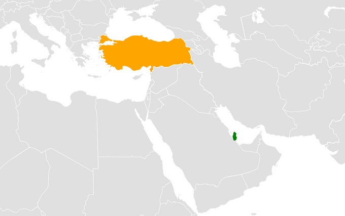 Турция и Катар на карте мира [(cc) Mikey641]