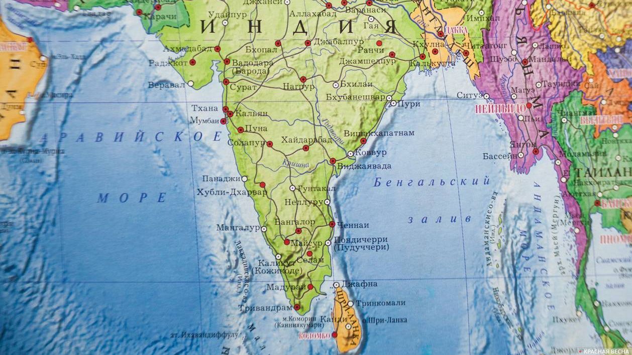 Индия и Шри-Ланка на карте мира