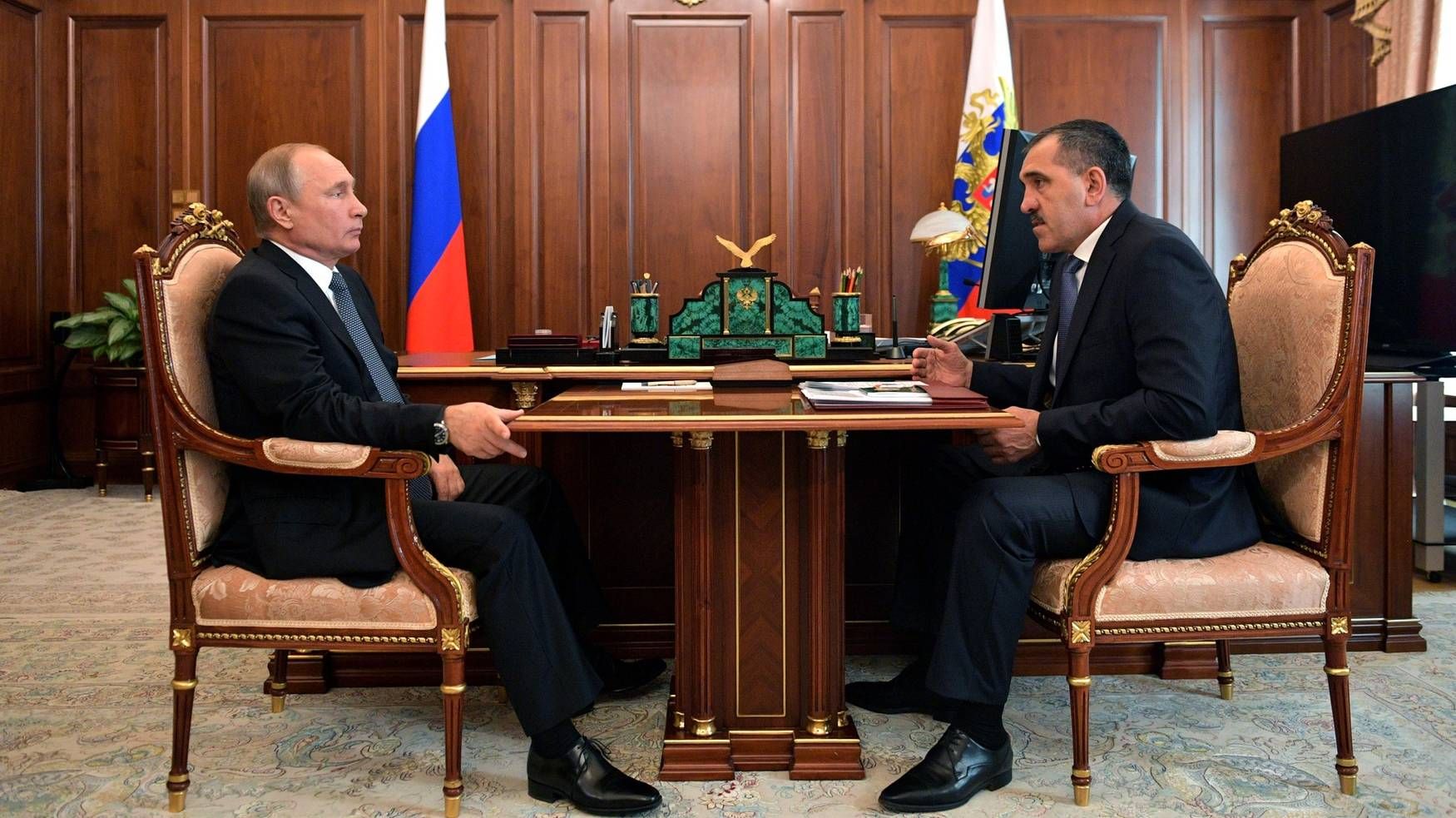 Встреча В. Путина с главой Республики Ингушетия Юнус-Беком Евкуровым