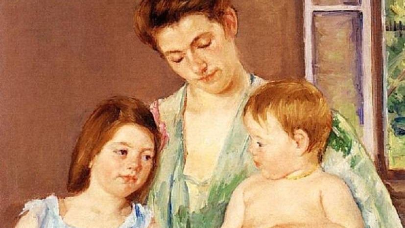 Кассат Мэри. Молодая мать и двое детей. Фрагмент. 1905