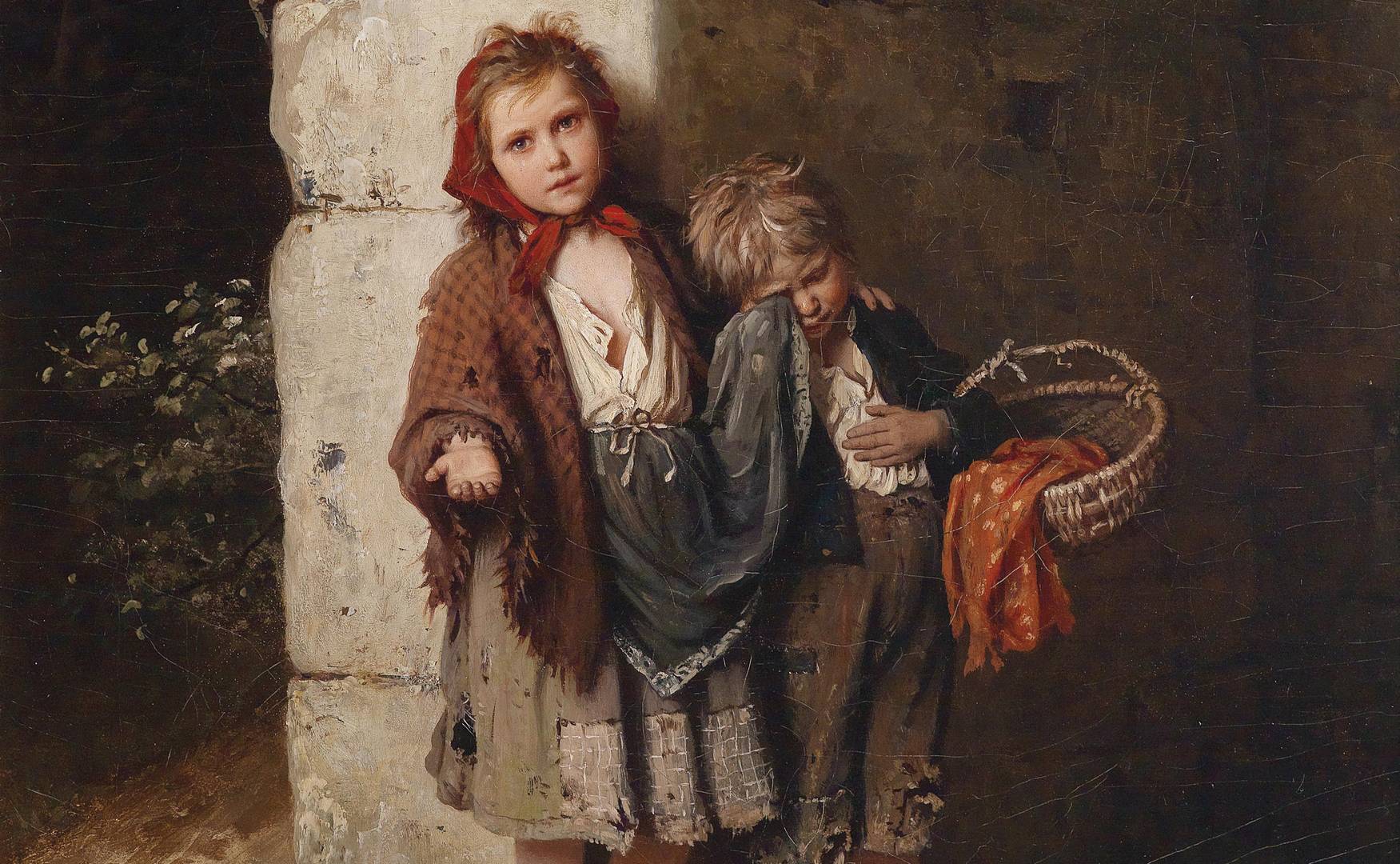 Иоганн Георг Мейер фон Бремен. Нищие дети (фрагмент). 1880