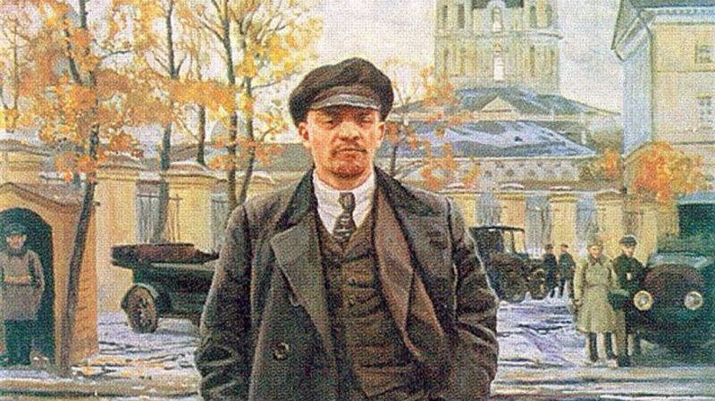 Исаак Бродский. В. И. Ленин на фоне Смольного. 1925