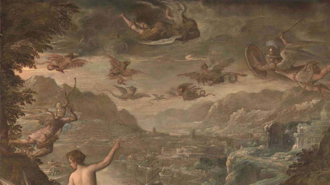 Паоло Фламминго (Пауль Франк). Пейзаж с изгнанием гарпий (фрагмент). Около 1590
