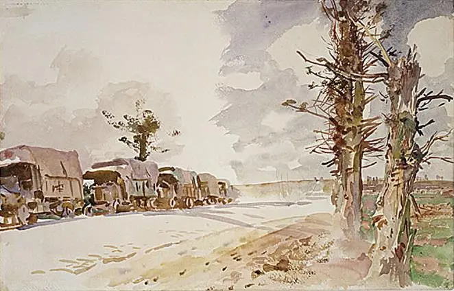 Джон Сингер Сарджент. Конвой грузовиков. 1918