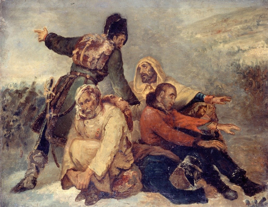 Ари Шеффер. Четыре солдата разгромленной армии. 1826