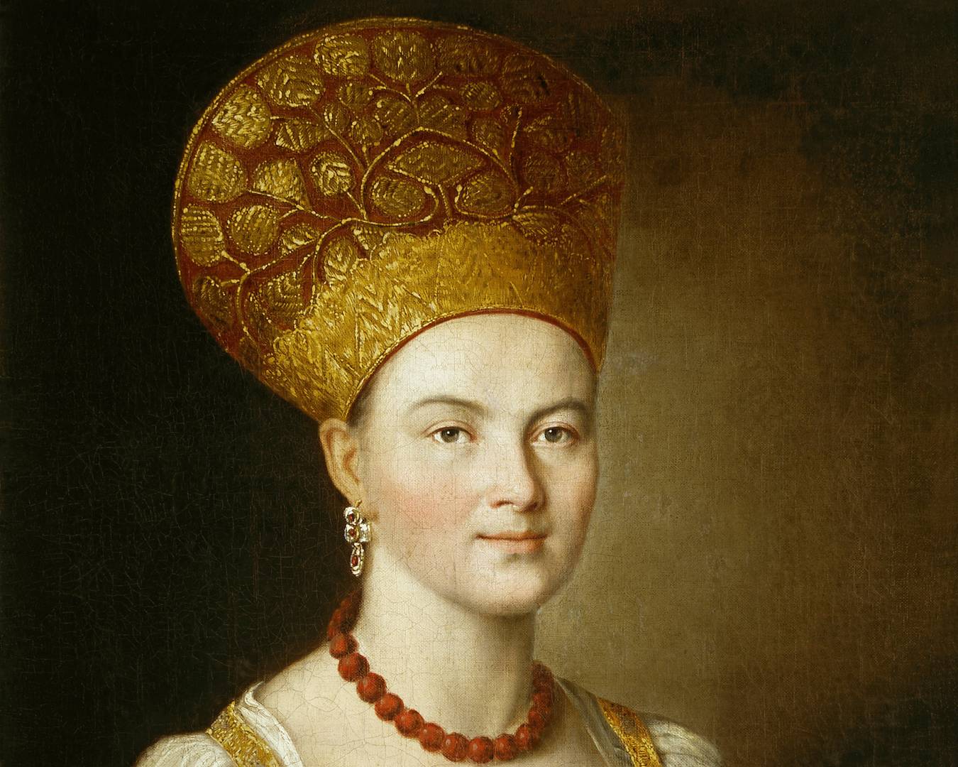 Иван Аргунов. Портрет неизвестной в русском костюме (фрагмент). 1784
