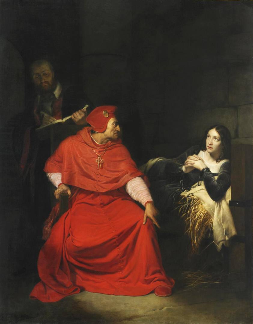 Поль Деларош. Допрос Жанны кардиналом Винчестера. 1824