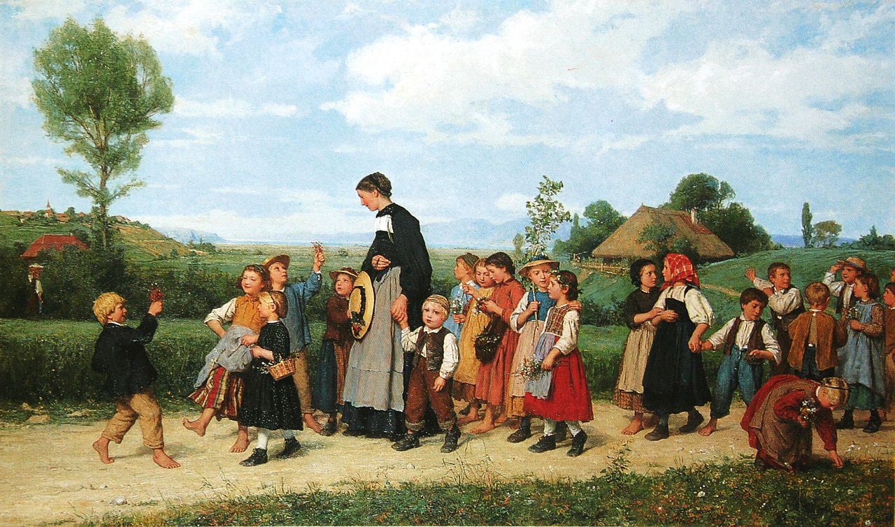 Альберт Анкер. Школьная прогулка. 1872