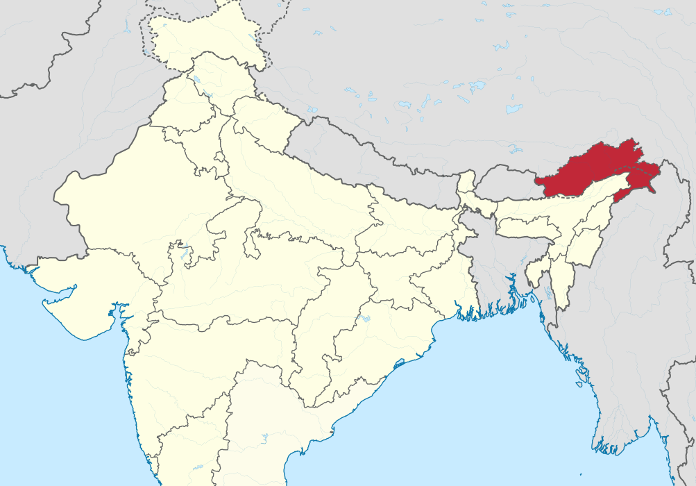 Расположение штата Аруначал — Прадеш. Индия