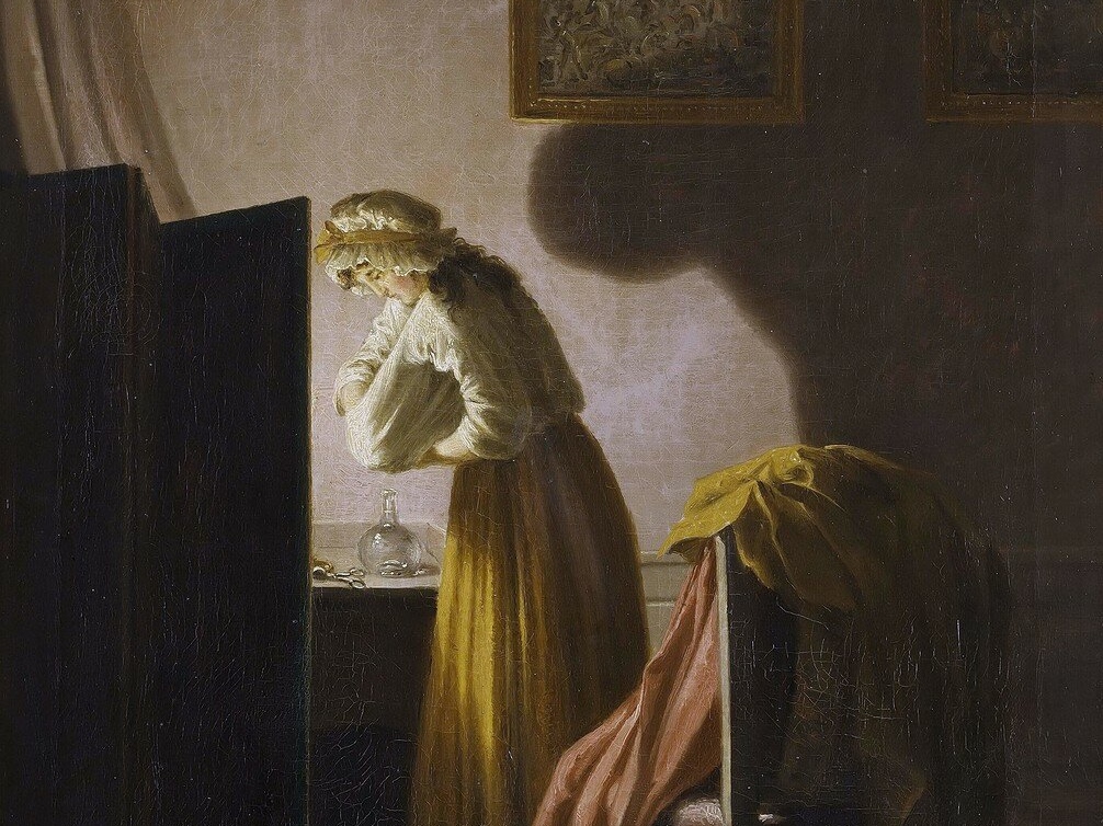 Пер Хиллестрём. Женщина, ловящая блох при свечах (фрагмент)