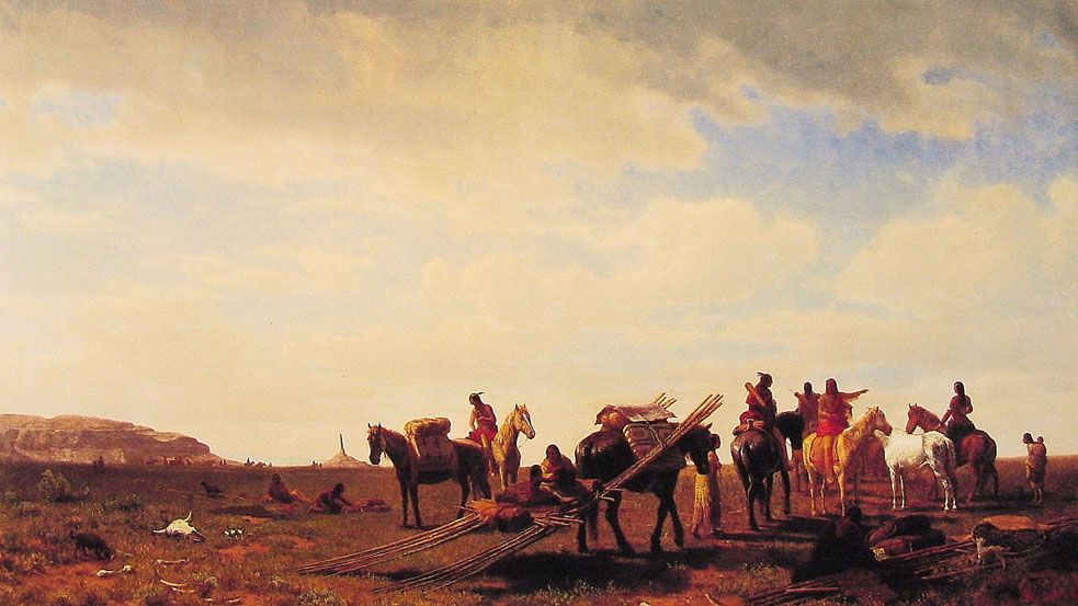 Бирштадт Альберт. Индейцы путешествуют около Форта Ларами. 1861