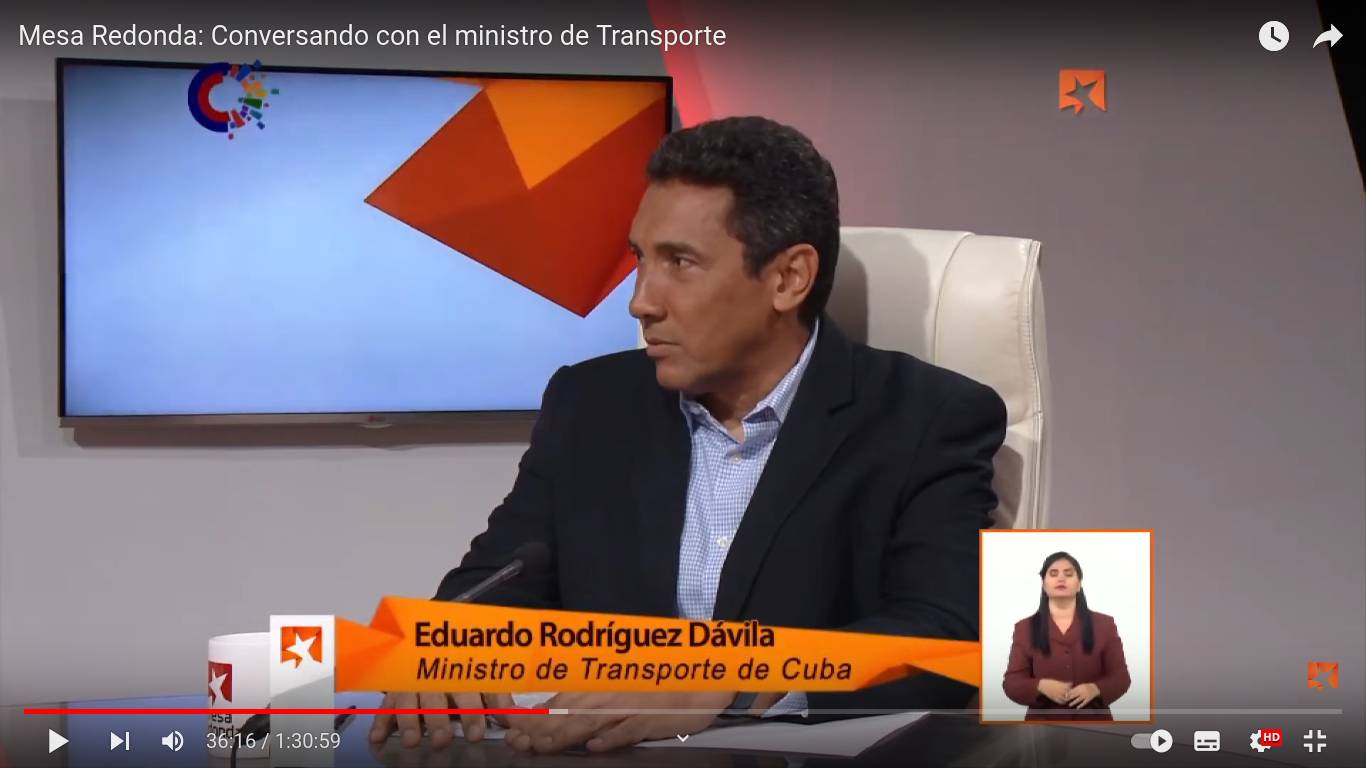 Министр транспорта Кубы Эдуардо Родригес в телепередаче «Круглый стол»