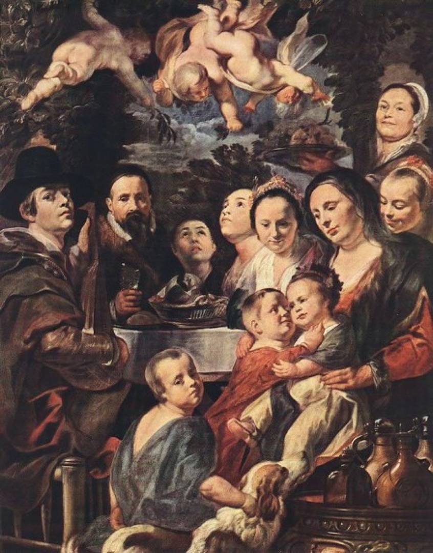 Йорданс Якоб. Автопортрет среди родителей, братьев и сестер. 1615