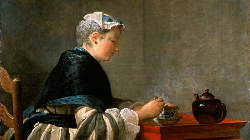 Жан-Батист Симеон Шарден. Женщина, пьющая чай (фрагмент). 1735
