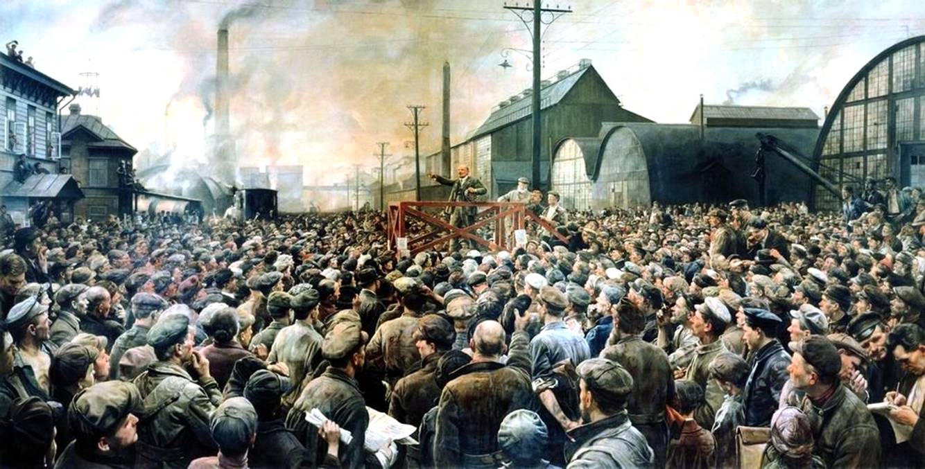 Исаак Бродский. Выступление В. И. Ленина на митинге рабочих Путиловского завода в мае 1917 года. 1929