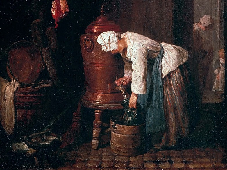 Жан-Батист Симеон Шарден. Женщина, наливающая воду в кувшин (фрагмент). 1733-1735