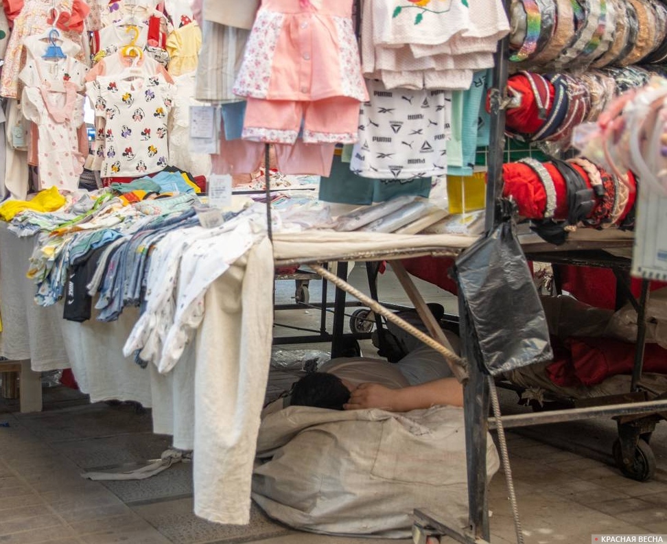 Спящие продавцы на базаре Чор-су в Ташкенте