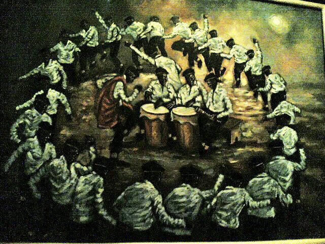 Картина показывающая ритуал африканского движения нео-черных, «идеальный круг»