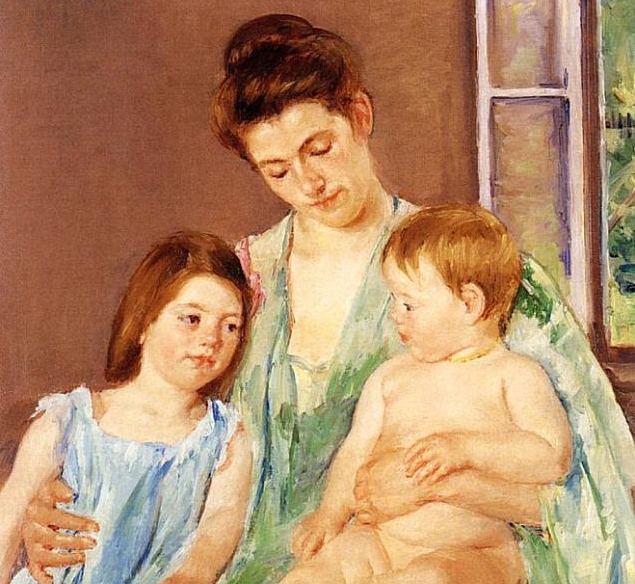 Кассат Мэри. Молодая мать и двое детей. 1905