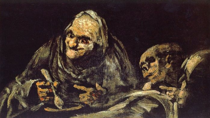 Франсиско де Гойя. Старики едят суп. 1823