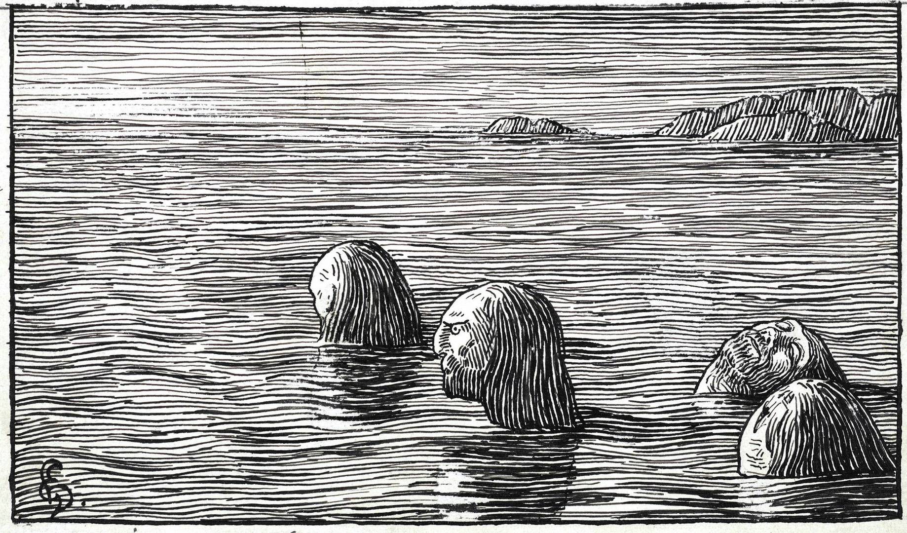 Хальфдан Эгедиус. Иллюстрация к «Саге об Олаве сыне Трюггви». 1897