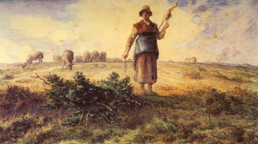 Жан-Франсуа Милле. Пастушка и ее стадо (фрагмент)