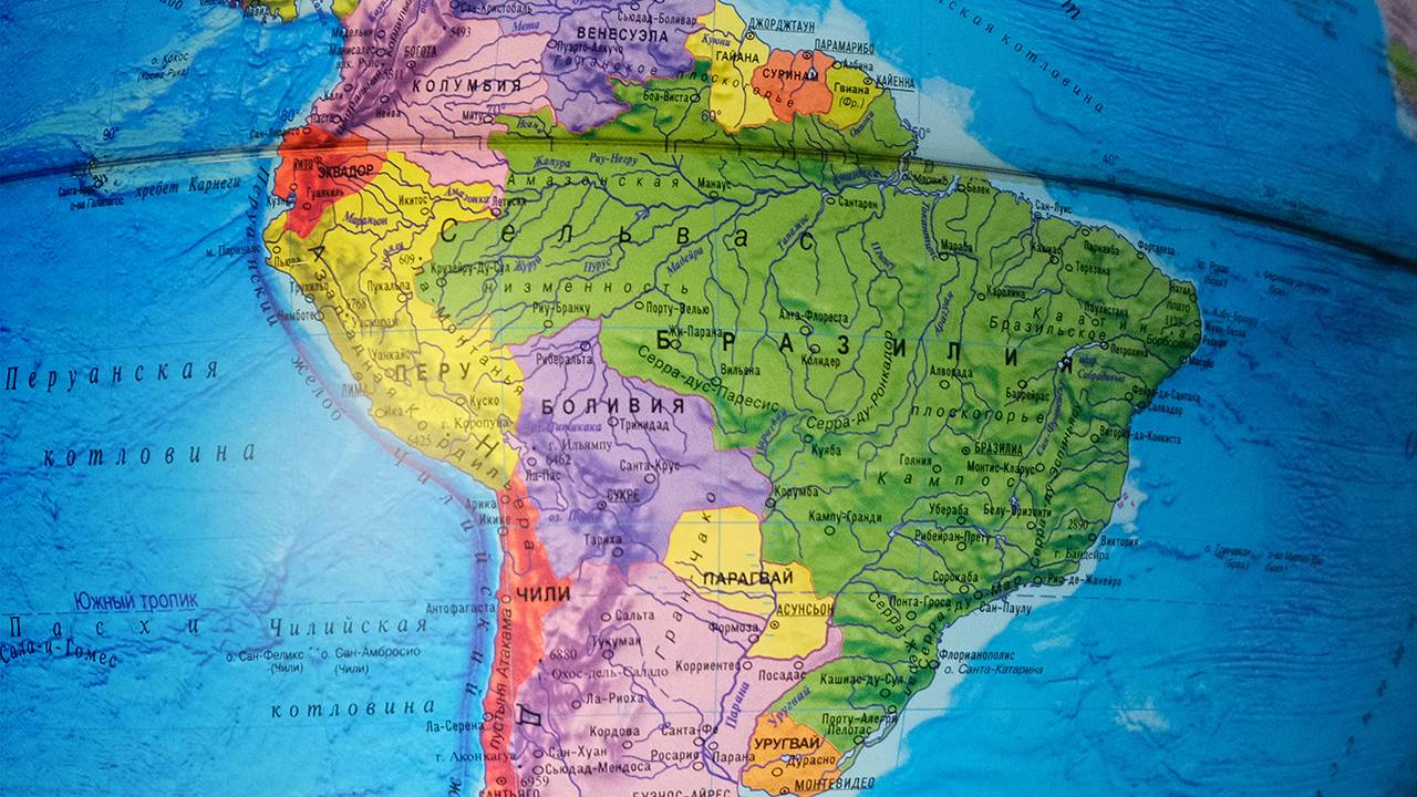 Бразилия, Южная Америка на карте