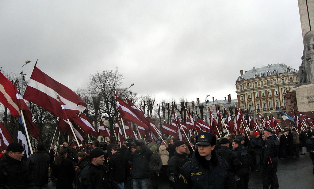 Марш латышских легионеров Waffen SS в Риге