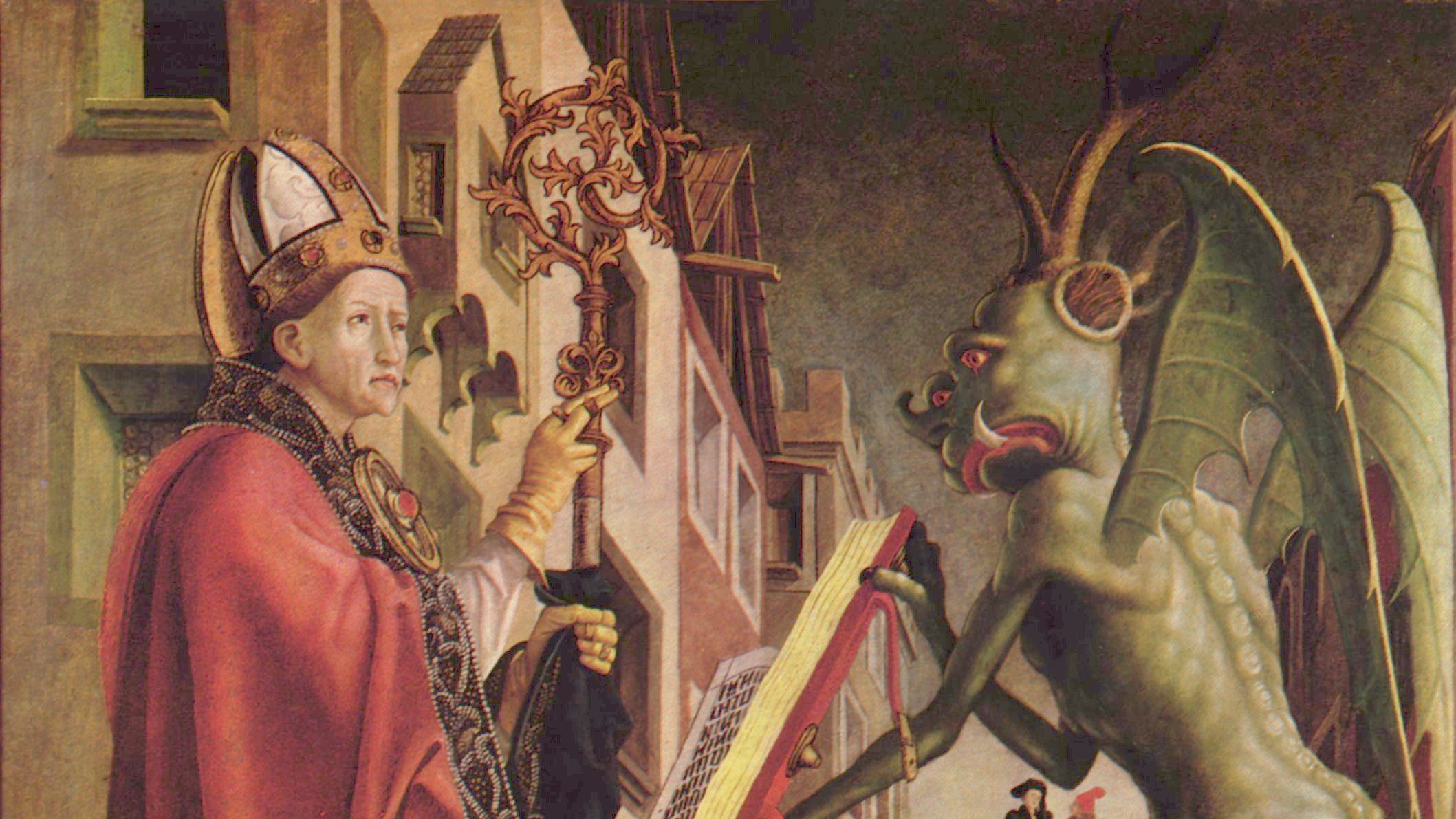 Михаэль Пачер. Святой Вольфганг и Дьявол. 1475
