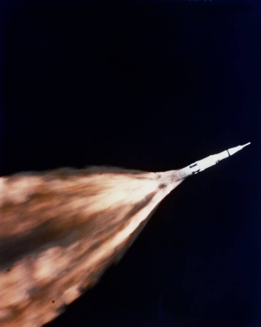 Работа двигателей F-1 первой ступени ракеты-носителя «Сатурн-5». 1968