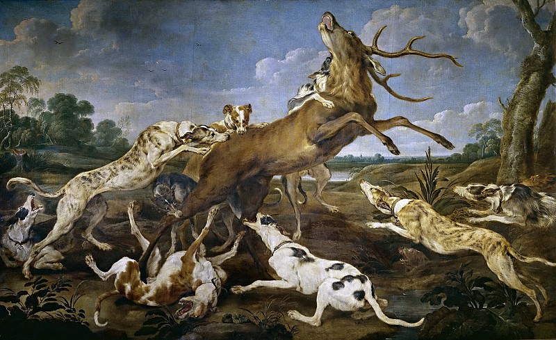 Пауль де Вос. Олень, атакуемый сворой собак. 1637-1640