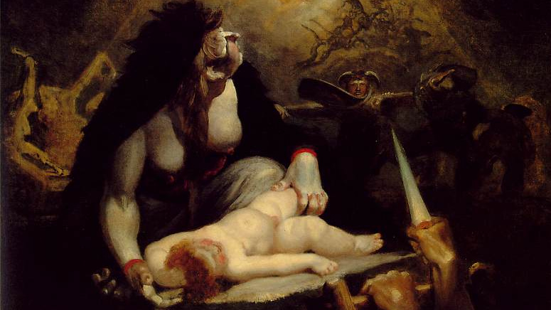 Генрих Фюсли. Ночная фурия, навестившая лапландских ведьм (фрагмент). ок.1796