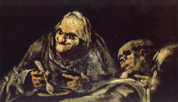 Франциско Гойя. Старики едят суп. 1823 год.