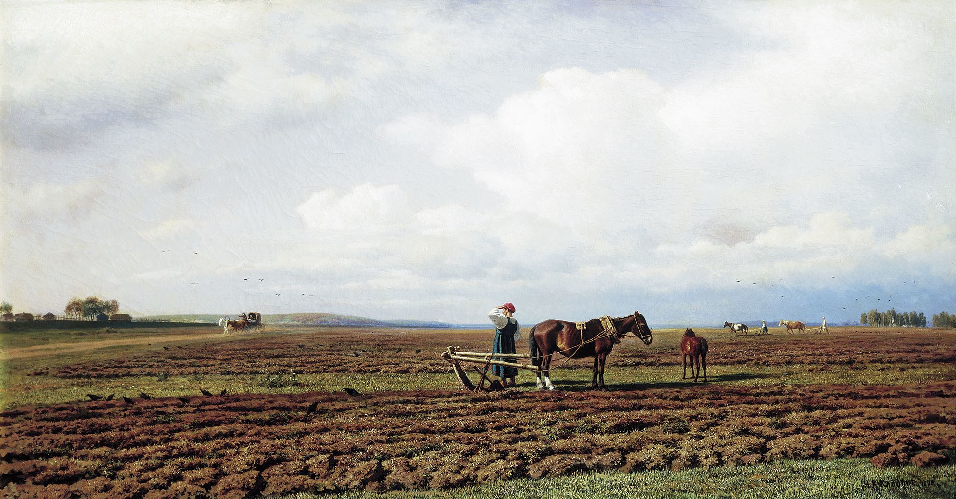 Михаил Клодт. На пашне. 1872