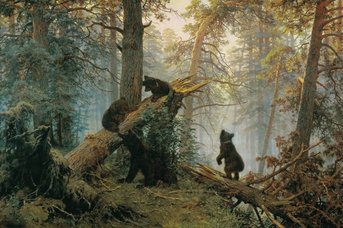 Иван Шишкин и Константин Савицкий. Утро в сосновом лесу. 1889