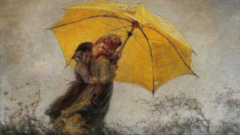 Франческо Гиоли. «Маленькие девочки под дождем». Вторая половина XIX века