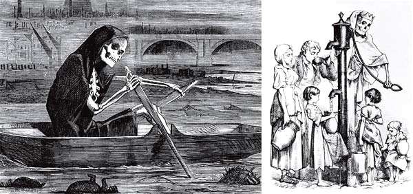 Английская карикатура XIX века, изображающая холеру