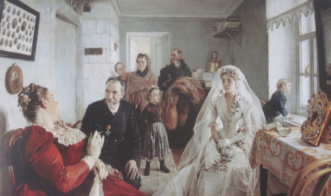 Илларион Прянишников. В ожидании шафера (фрагмент). 1891