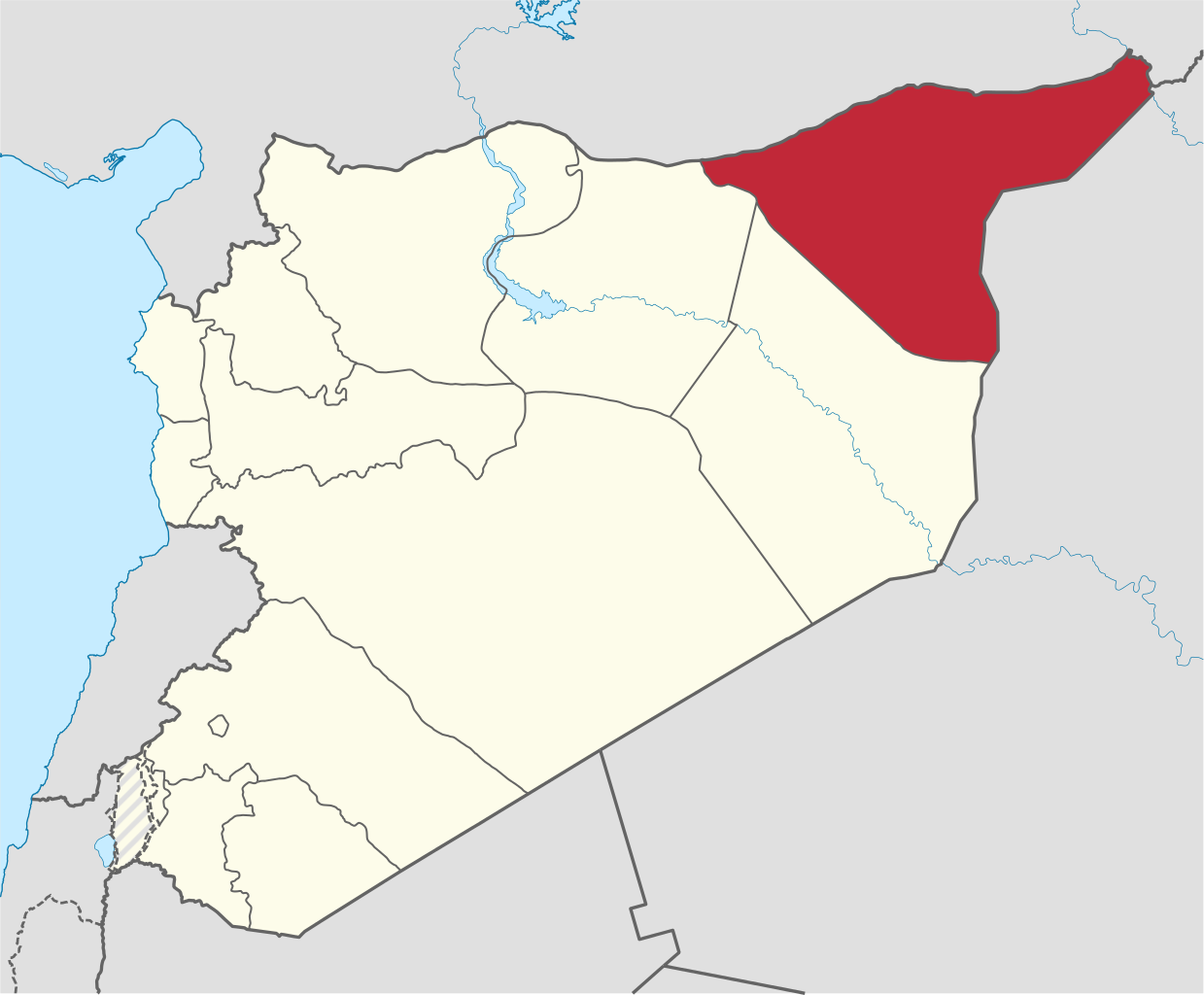Провинция Хасака на карте Сирии
