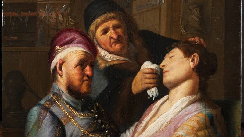 Рембрандт Харменс ван Рейн. Аллегория обоняния (Пациент, упавший в обморок). 1625 (фрагмент)