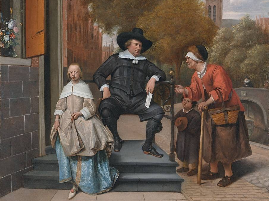 Ян Стен. Бургомистр Делфта с дочерью (фрагмент). 1654