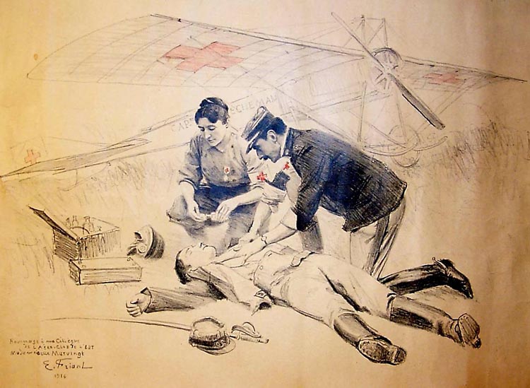 Эмиль Фриан. Марвингт и её санитарный самолет. 1914
